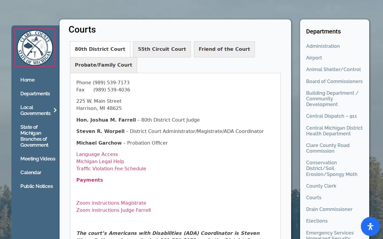Clare County court schedule source from the county courts directory