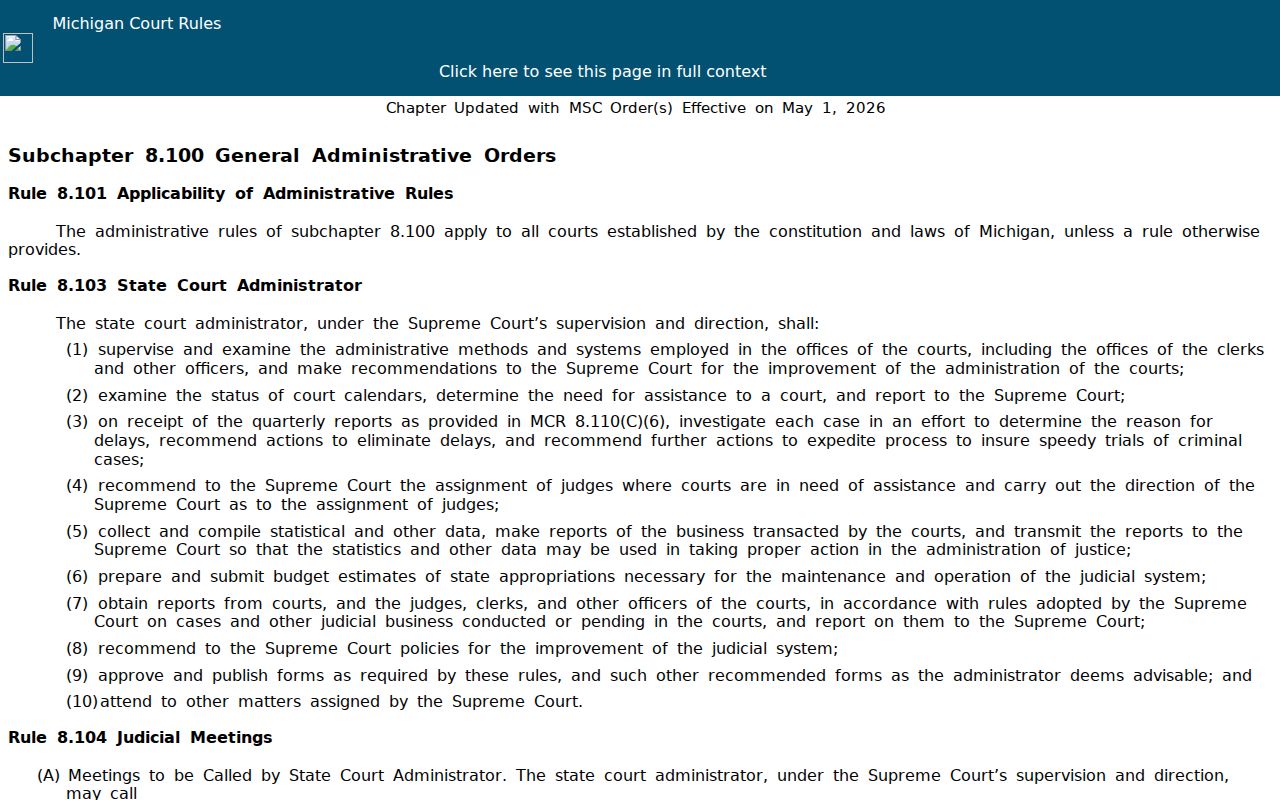 Clare County court records source showing Michigan Court Rule 8.119